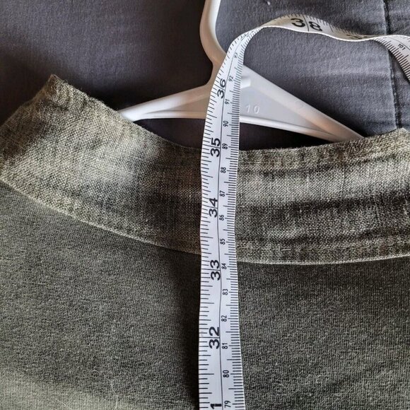 Womens Linen Blazer Duster Small Lightweight Military Grunge Retro Green Italy - Picture 5 of 7